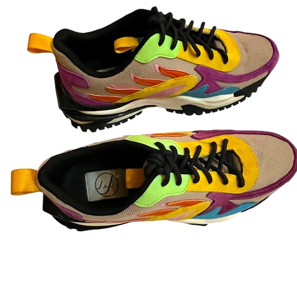 Vibrant Purple and Yellow Sneakers with Chunky Soles - Picture 4 of 10